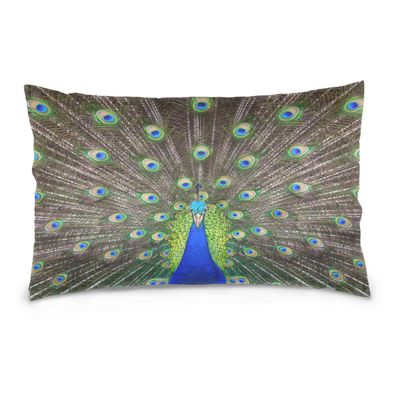 Linomo Peacock Feather Decorative Pillow Cover 40 x 60 cm