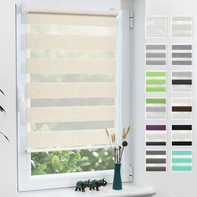 Grandekor Double Roller Blind, No Drilling, 45 x 130 cm (Fabric Width 45 cm)