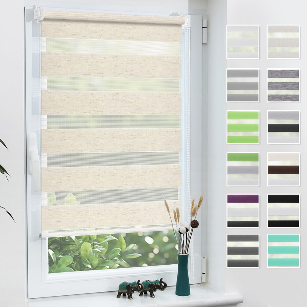 Grandekor Double Roller Blind, No Drilling, 45 x 130 cm (Fabric Width 45 cm)