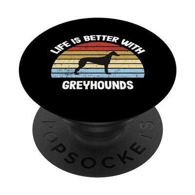 Retro Greyhound Dog Gift PopSockets PopGrip: Expandable Stand and Grip for Phones/Tablets with Swappable Top