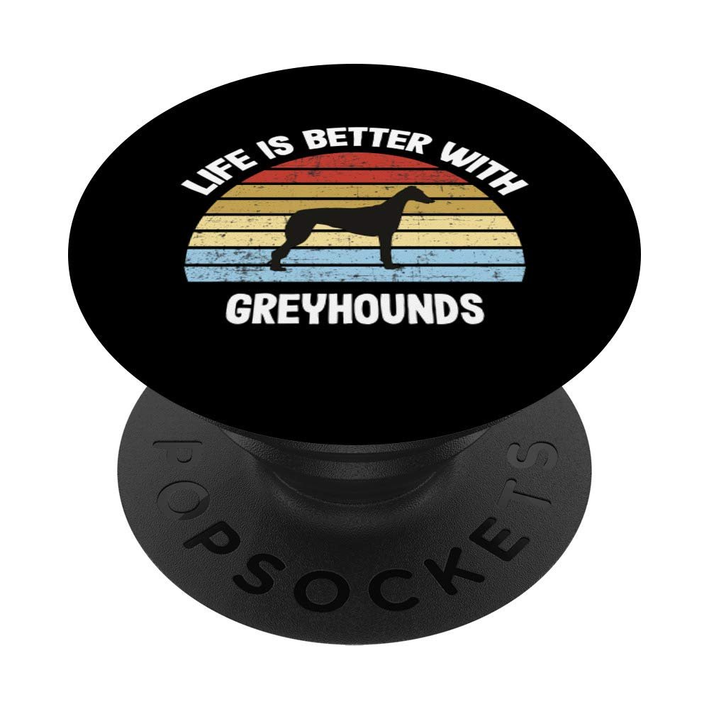 Retro Greyhound Dog Gift PopSockets PopGrip: Expandable Stand and Grip for Phones/Tablets with Swappable Top