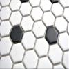 Hexagon Ceramic Mosaic Tile, Matte Black and White, 10 Sheets view 2
