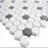 Hexagon Ceramic Mosaic Tile, Matte Black and White, 10 Sheets view 3