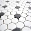 Hexagon Ceramic Mosaic Tile, Matte Black and White, 10 Sheets view 4