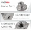 FASTON High-Profile Knurled Nuts M10, DIN 466, Stainless Steel A1, 2-Pack view 2