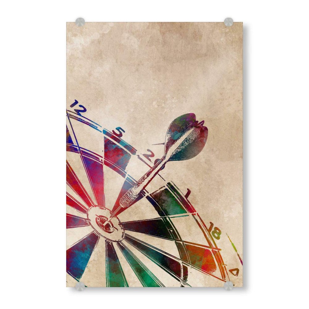 artboxONE Acrylic Glass Wall Art 120 x 80 cm, Darts Aim Arrow