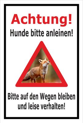 Melis-Folienwerkstatt Wildlife Protection Sign – Stay on Paths, Keep Dogs Leashed, 60 x 40 cm, 3 mm Aluminum Composite