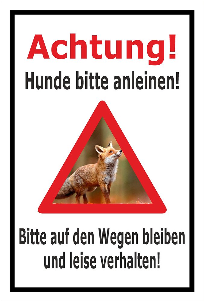 Melis-Folienwerkstatt Wildlife Protection Sign – Stay on Paths, Keep Dogs Leashed, 60 x 40 cm, 3 mm Aluminum Composite