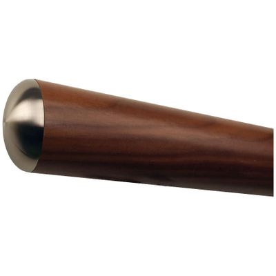 TIBU Ami Walnut Wood Handrail Railing, 400 mm / 40 cm / 0.4 m, with Semicircular Stainless Steel End Caps