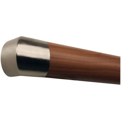 TIBU Ami Walnut Wood Handrail, 1800 mm, Stainless Steel Corner Ends