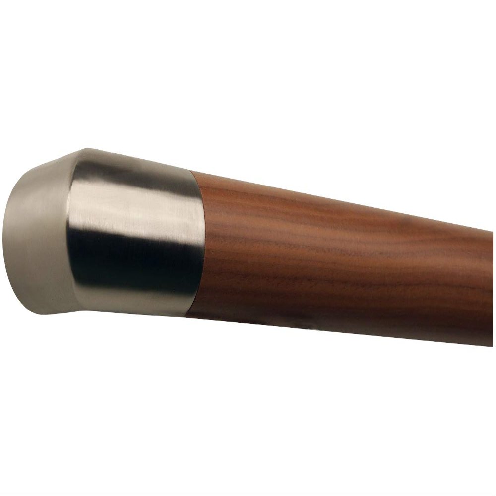 TIBU Ami Walnut Wood Handrail, 1800 mm, Stainless Steel Corner Ends