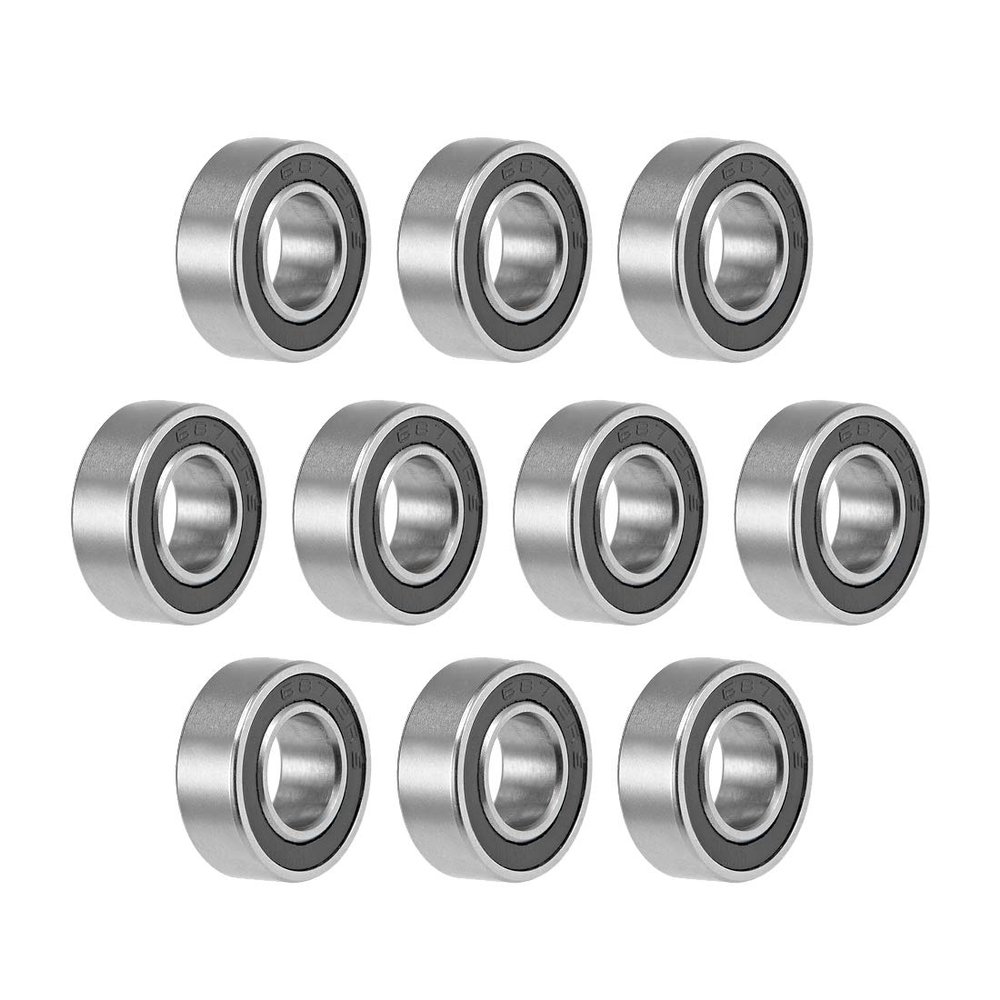 Sourcing Map 10-Pack 687-2RS Deep-Groove Ball Bearings, 7 mm ID, 14 mm OD, 5 mm Wide, Double-Sealed, Chrome Steel, Z2