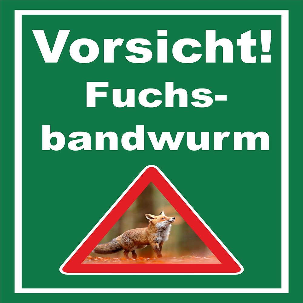 Melis-Folienwerkstatt Fox Tapeworm Warning Sign, 30 x 20 cm, 3 mm Aluminum Composite, Multiple Sizes/Materials
