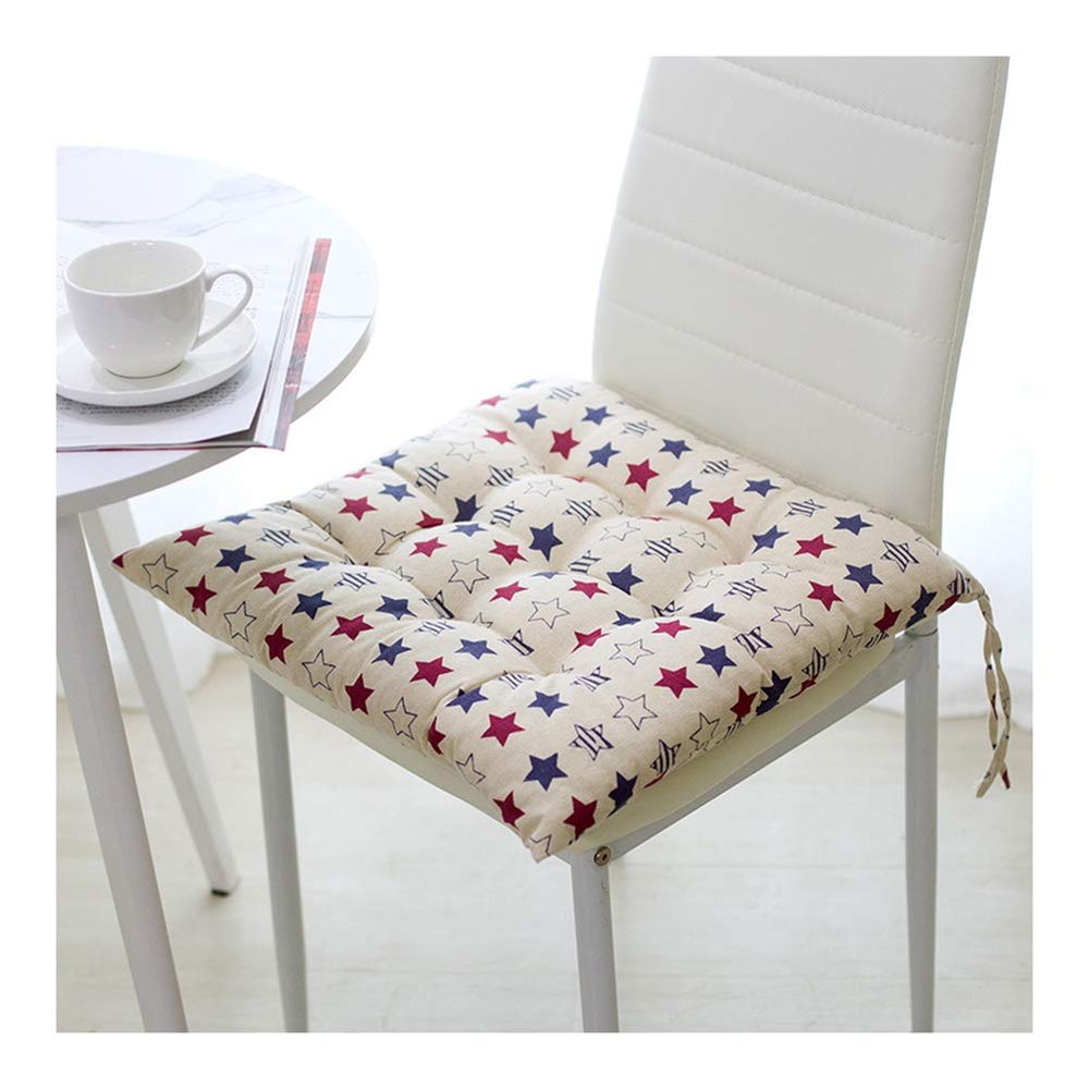 HONGBI Cotton Seat Cushion with Ties, Indoor & Outdoor, Thick Padding, Square, Color 13, 45 x 45 cm