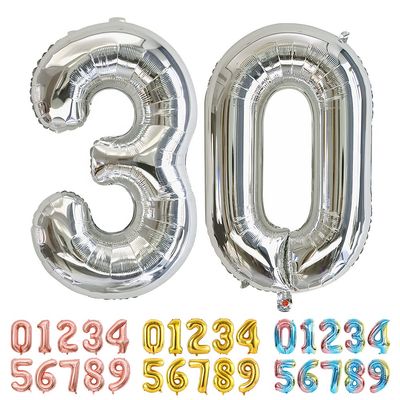 Ponmoo Silver Number 30 Foil Balloon, Giant Number Balloons for Birthdays, Anniversaries, Weddings and Parties