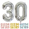 Ponmoo Silver Number 30 Foil Balloon, Giant Number Balloons for Birthdays, Anniversaries, Weddings and Parties view 1