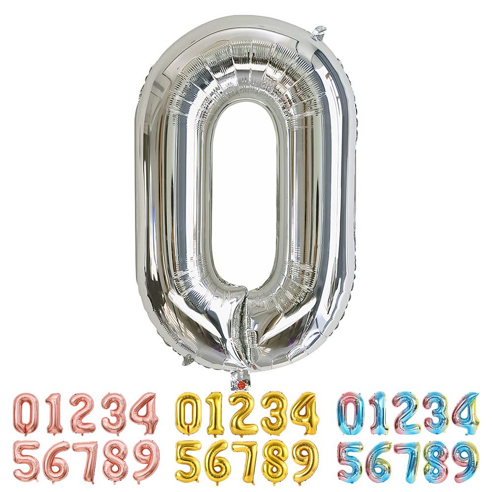 Ponmoo Silver Number 50 Balloon, Giant Foil Number Balloons for Birthdays, Anniversaries and Parties