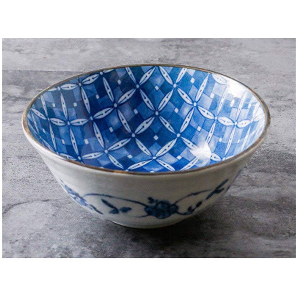 MKKSLR 6-Inch Hand-Painted Blue and White Ceramic Serving Bowl, Color E