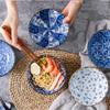 MKKSLR 6-Inch Hand-Painted Blue and White Ceramic Serving Bowl, Color E view 3