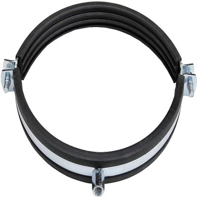 rohrfix-24 Ventilation Pipe Clamp with Rubber Insert, 315 mm, Galvanized Steel, M8/10 Connection Nut