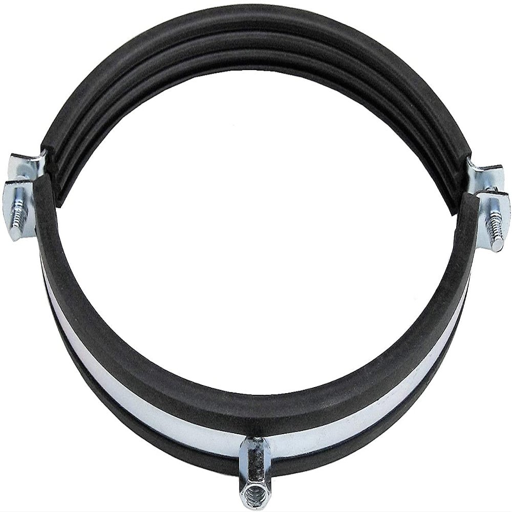 rohrfix-24 Ventilation Pipe Clamp with Rubber Insert, 315 mm, Galvanized Steel, M8/10 Connection Nut