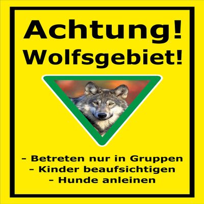 Melis-Folienwerkstatt Wolf Area Sign - Rules of Conduct, 30 x 20 cm Sticker, Multiple Sizes/Materials