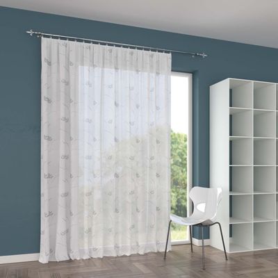 Custom-Made Silver Voile Sheer Curtain, Montreal Design, with Gathering Tape (Universal Tape), Height 90–275 cm, Width 1–12 m (Silver, 250 x 150 cm H × W)