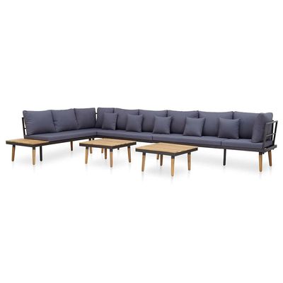 vidaXL 8-Piece Solid Acacia Wood Outdoor Lounge Set with Cushions