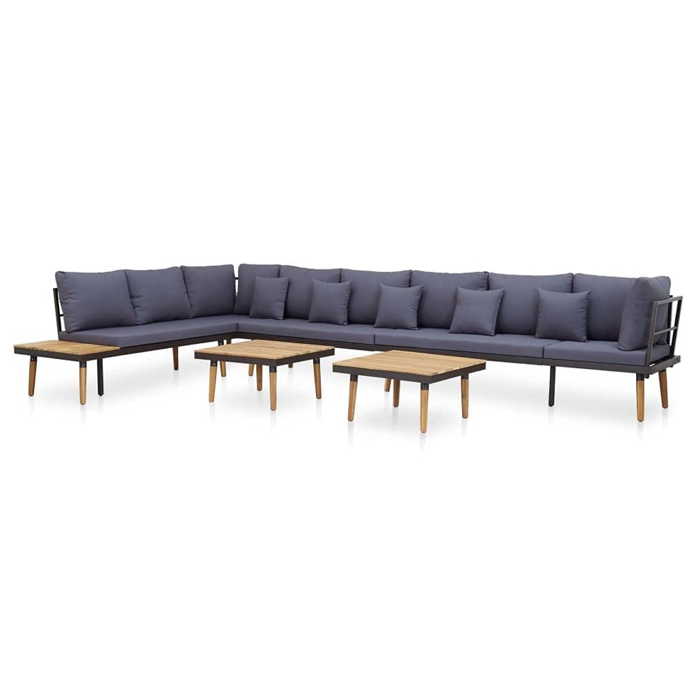 vidaXL 8-Piece Solid Acacia Wood Outdoor Lounge Set with Cushions