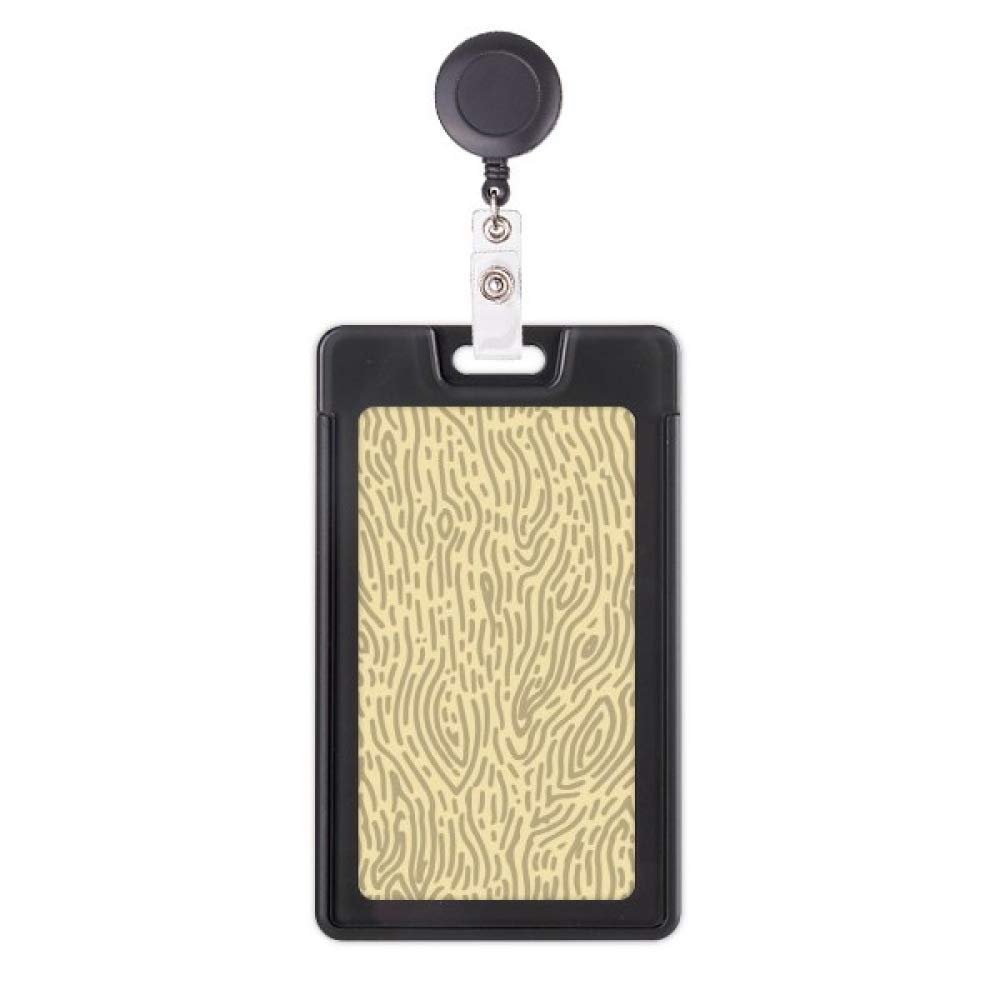 Card Holder with Yellow Bark Fingerprint Pattern and Retractable Reel