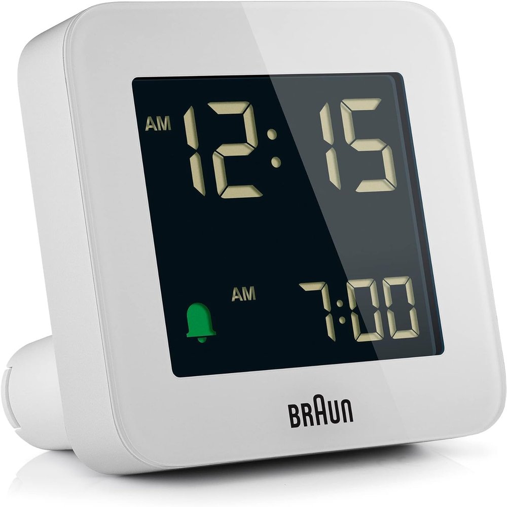 Braun Digital Alarm Clock with Snooze, Negative LCD Display, Quick-Set Function and Crescendo Alarm, White, BC09W