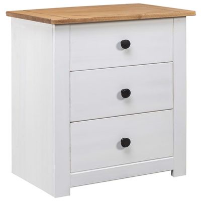 vidaXL White Solid Pine Nightstand with 3 Drawers, 46 x 40 x 57 cm