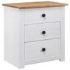 vidaXL White Solid Pine Nightstand with 3 Drawers, 46 x 40 x 57 cm view 1