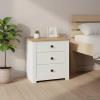 vidaXL White Solid Pine Nightstand with 3 Drawers, 46 x 40 x 57 cm view 2