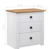 vidaXL White Solid Pine Nightstand with 3 Drawers, 46 x 40 x 57 cm view 3