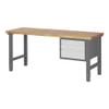 STIER Premium Height-Adjustable Workbench, 3 Drawers, 200 x 70 x 79–114 cm, Powder-Coated Steel and Beech view 1