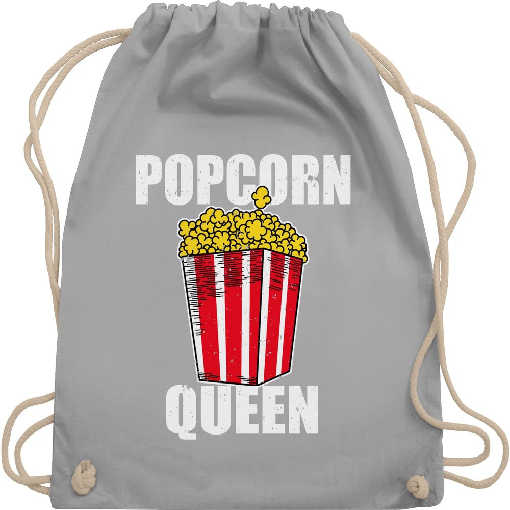 Popcorn Queen Drawstring Backpack – Light Gray