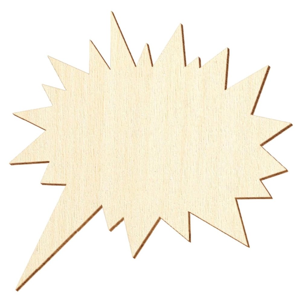 Wooden Jagged Speech Bubble V2 – Craft Decor, 3–50 cm, Size: 28 cm, Pack of 100