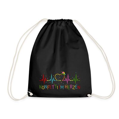 Spreadshirt Heartbeat Confetti EKG Carnival Drawstring Bag