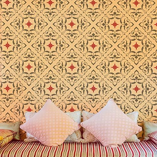 Mishalah Arabesque Pattern Stencil, Moroccan-Style Decor, Reusable Mylar, 26 x 26 cm
