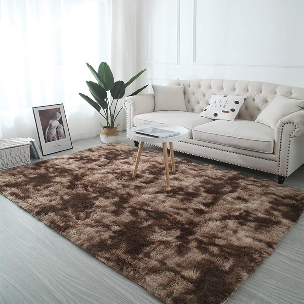 AMCER Round Shag Rug, 160 x 160 cm, Brown