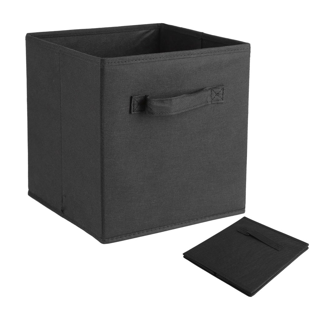 6-Pack Foldable Fabric Storage Boxes Without Lids, Black