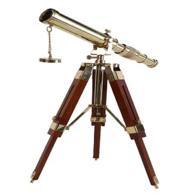 Vintage Brass Nautical Telescope with Tabletop Stand