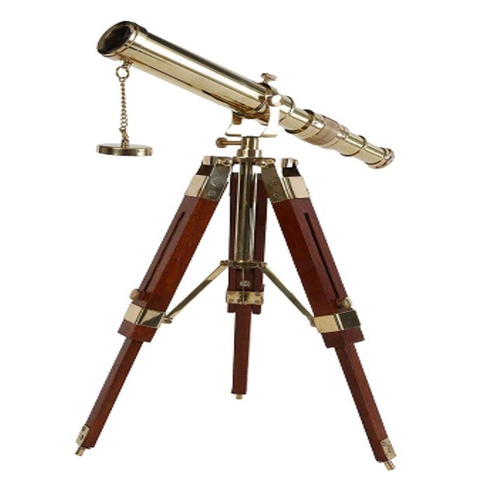 Vintage Brass Nautical Telescope with Tabletop Stand