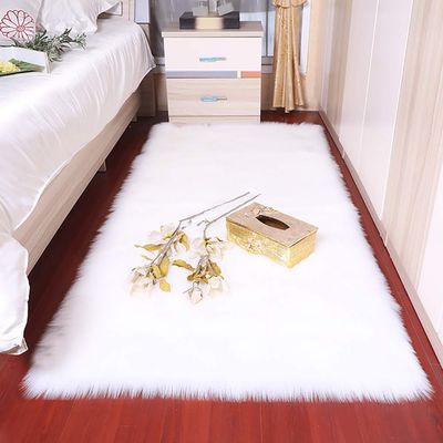 AMCER Round Shaggy Rug 80 x 130 cm, Washable, White