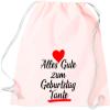 Kleckerliese Children's Drawstring Gym Bag, “Happy Birthday, Aunt,” Pastel Pink view 1