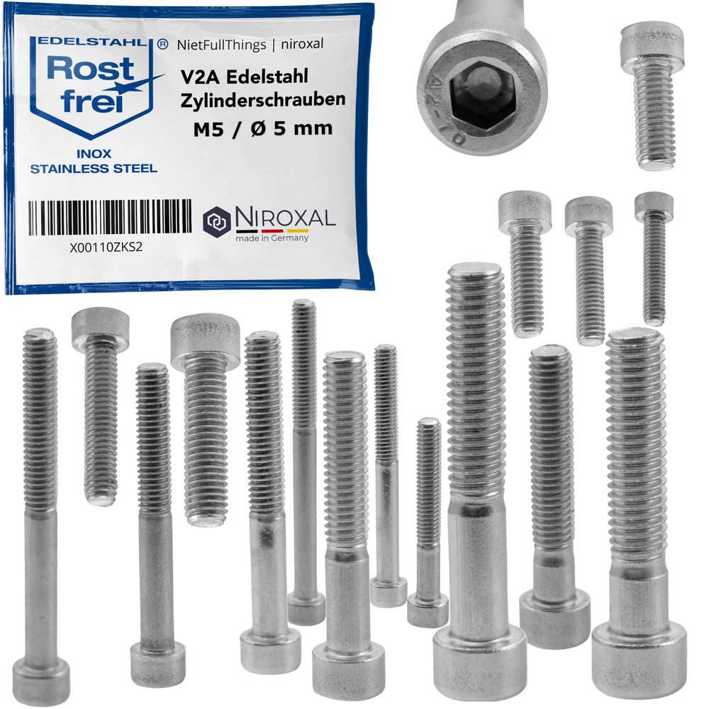 V2A Stainless Steel Socket Head Cap Screws M5 x 50 mm, Pack of 50