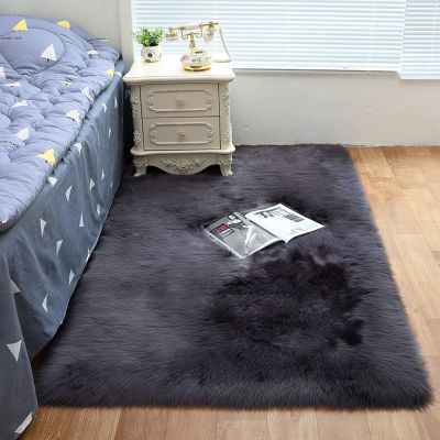 ZFHTAO Shaggy Faux Fur Rug, Dark Gray, 70 x 160 cm