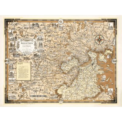 Artery8 Ernest Dudley Chase 1938 Boston, MA Map Unframed Extra-Large Canvas Print