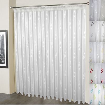 Sun World Custom White Scherli Voile Sheer Curtain Venlo, Pencil Pleat Tape, 280 x 700 cm (H x W)